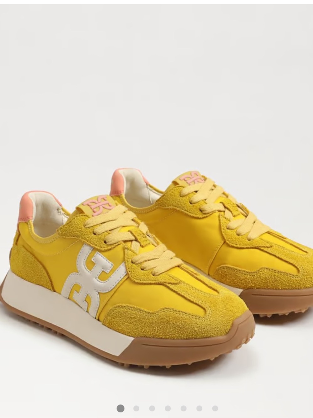 Sam Edelman Yellow & Pink Suede-Trim Runner Sneakers